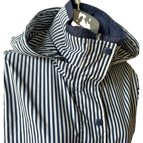 'S MaxMara Trench Rain Coat Reversible Women's Size 6 Nautical Navy Chic Striped - Picture 5 of 16